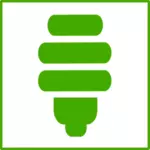 Dessin de l'icône d'ampoule feu vert eco avec bordure fine vectoriel