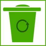 Vector afbeelding van eco Groen recycle bin icoon met dunne rand