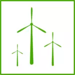 Immagine vettoriale di eco icona di energia eolica verde con bordo sottile