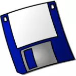 Vector image of a dark blue labelled floppy disk icon