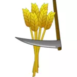 Image vectorielle d'une faux et le blé