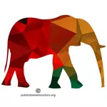 פיל צללית עם דפוס צבעוני