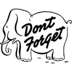 Vector clip art of elephant with text don't forget