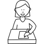 Student writing  at desk vector image