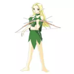 Vectorafbeeldingen van archer meisje in groene outfit