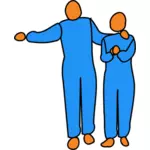 Vector drawing of interlinked man and woman