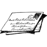Gráficos vetoriais de envelope escrito à mão com carimbo