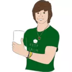 Vector image of young man showing thumbs up