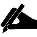 Hand und Stift-Vektor-silhouette