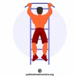 Man is exercising in a gym