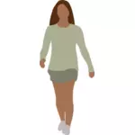 Kasvoton nainen kävelee vektori kuva