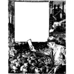 Black and white image of speaking man