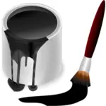 Black bucket and brush vector graphics
