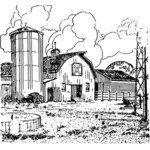 Farm barn pencil vector drawing