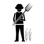 Farmer with gardening fork
