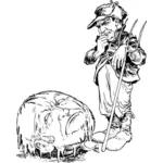 Farmer and pumpkinhead vector illustration