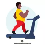 Lihava mies juoksumatolla