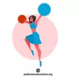 Cheerleader feminina com pompones