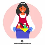 Female professional cleaner