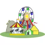Vektor-Grafiken des Zirkus mit Einrichtungen für Kinder