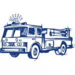 Fire brigade vehicle drawing in blue