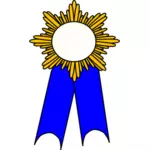 Vector graphics of golden medallion with blue ribbon