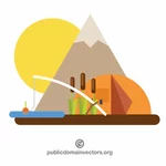 Fishing outdoors vector graphics