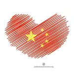 चीनी ध्वज के साथ दिल के आकार