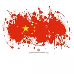 Chinese flag in ink spatter shape