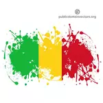 Ink spatter in colors of the flag of Mali