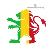 Lion silhouette in colors of the flag of Mali