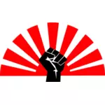 Sosialistisk power fist med Søn sign i bakgrunnen vector illustrasjon