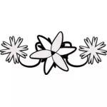 Vector drawing of three flowers decorative element