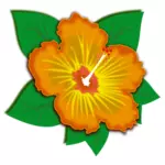 Orange blomma med gröna blad
