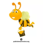 蜂蜜の入ったバケツを持つ空飛ぶ蜂