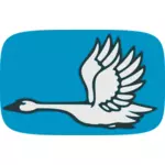 Imagem de cisne voando sobre fundo azul
