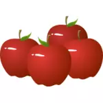 Vektor illustration av fyra blanka äpplen