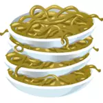 Noodles on plates