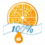%100 portakal vektör etiketi