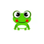 Vector de dibujo de rana feliz verde brillante