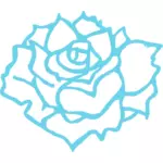 Illustrazione vettoriale di pieno fiore rosa in contorno blu