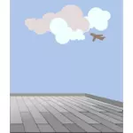 Vektorgrafikk av flyet fange fra en rooftop