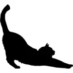Cat stretching silhouette vector image
