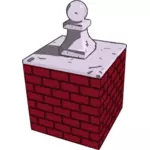 Vector image of marble knob on bricks