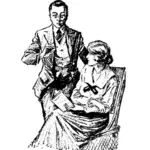 紳士および女性のシーン ベクトル画像