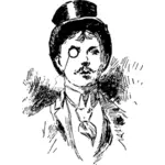 Vector illustration of gentleman with an eyeglass