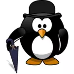 Pinguim de cavalheiro com gráficos vetoriais de guarda-chuva