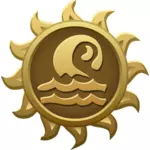 Vektorgrafikk utklipp av grendaline solen formet emblem