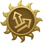 Vector de desen de emblema de soare în formă de săgeţi