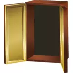 Векторное изображение коричневый цветной шкаф открытым
